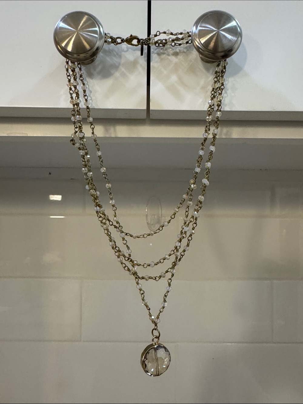 Layered Crystal Pendant Necklace - Women Jewelry